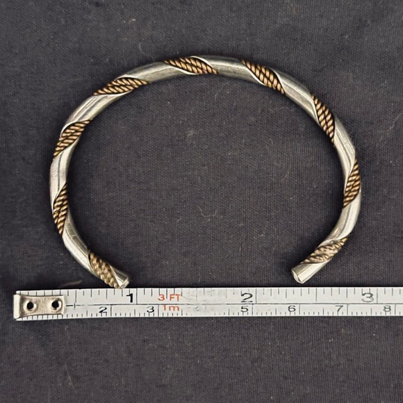 Sterling Silver Navajo Made Twisted Cuff Bracelet - Unisex - Picture 7 of 8